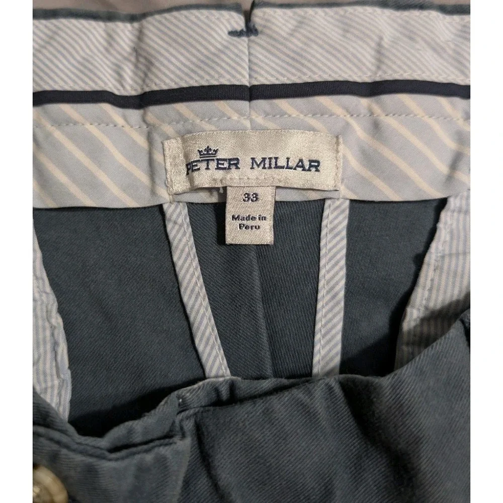 Peter Millar Chino Pants Mens 33x30 Blue Pima Cotton Stretch Flat Front